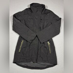 Tart Collections Cinch Waist Anorak Jacket Womens M Black Zip Snap Lightweight